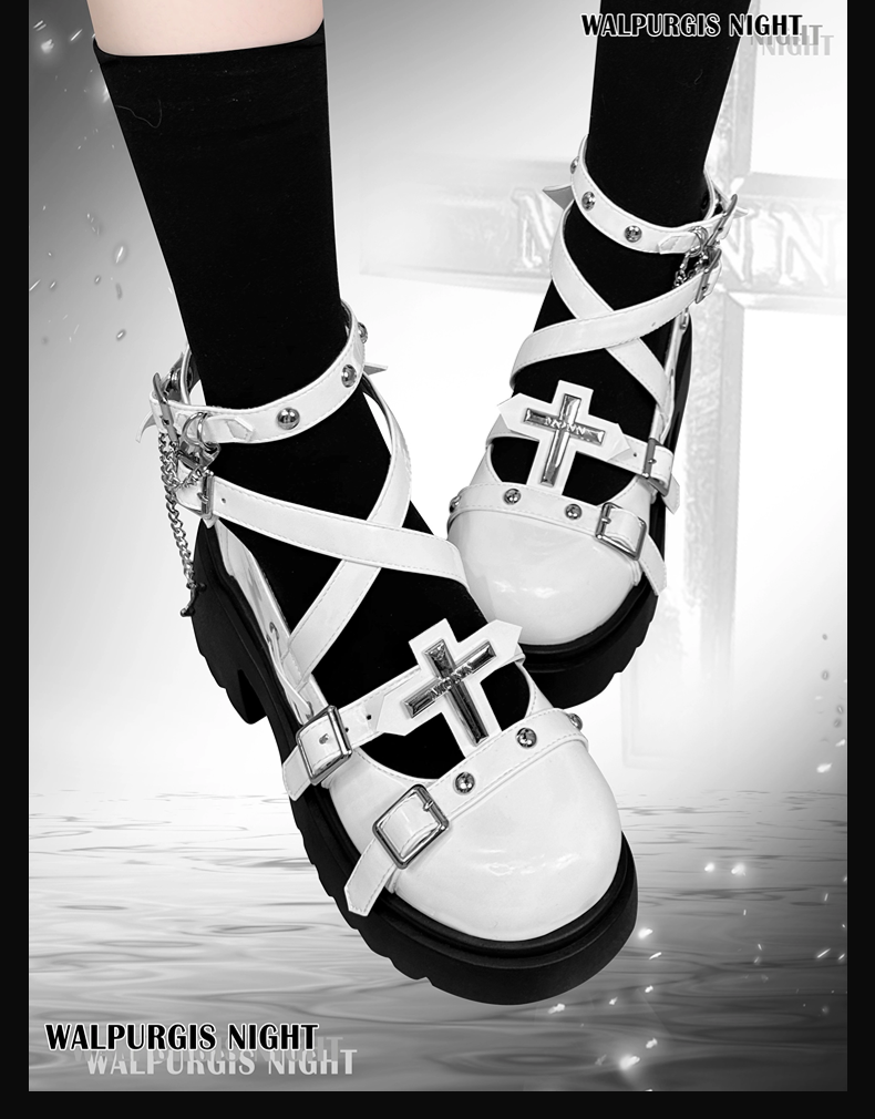 Punk Chain Wrap Sandals High Heels with Back Zipper | Up2Step